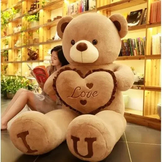 Braun Farbe Großer Teddy Plüschbär I Love You – Weiches Kuscheltier